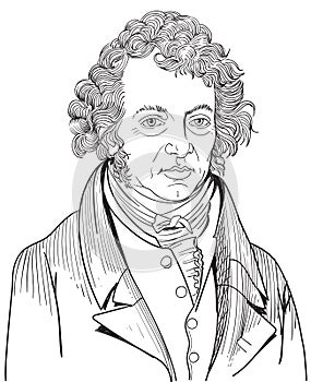 Andre marie ampere cartoon portrait, vector