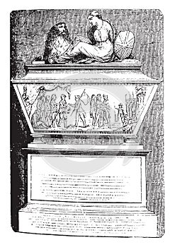 Andre`s Monument,vintage illustration