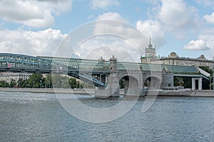 The Andreevsky or Pushkin pedestrian bridge in Moscow city