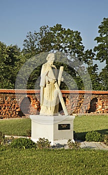 Andrew Apostle sculpture near church of Jude Thaddaeus. Luchaj. Belarus