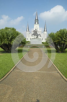 Andrew Jackson Statue & St. Louis Cathedral, Jackson Square in New Orleans, Louisiana