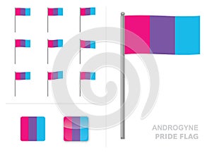 Androgyne Pride Flag Waving Animation App Icon Vector