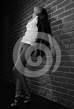 Androgyny female model in Heroin chic style photo
