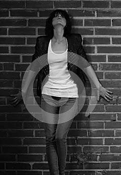 Androgyny female model in Heroin chic style photo