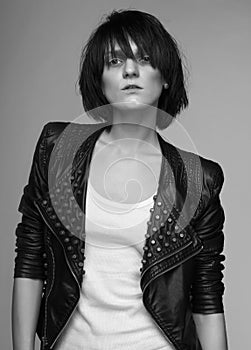 Androgyny female model in Heroin chic style