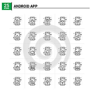25 Android App icon set. vector background