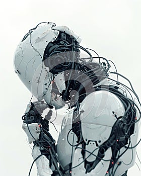 An android artist creating digital art illustrating the intersection of robotics and creativity through generative AI technolo photo