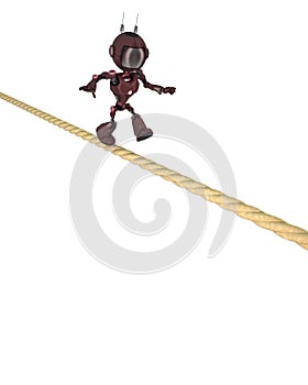 Android balancing on a tight rope