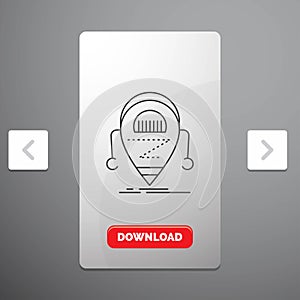 Android, beta, droid, robot, Technology Line Icon in Carousal Pagination Slider Design & Red Download Button