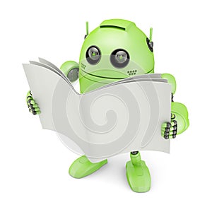 Android with blank book