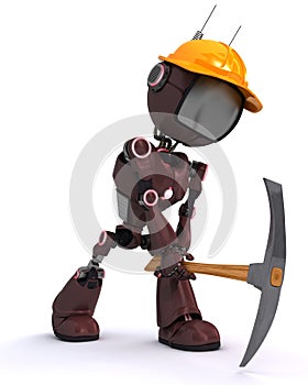 Android builder with a pick axe