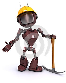 Android builder with a pick axe