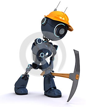 Android builder with a pick axe