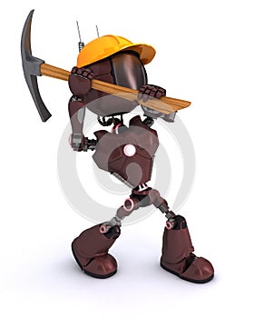 Android builder with a pick axe