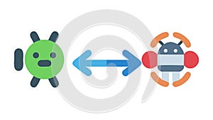 Android Communication: Robot Interaction AI, vector design Generative AI