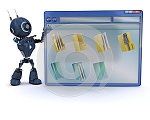 Android with computer window