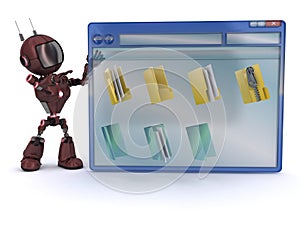 Android with computer window