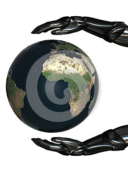 Android Hands Keep Earth Globe Safe 04
