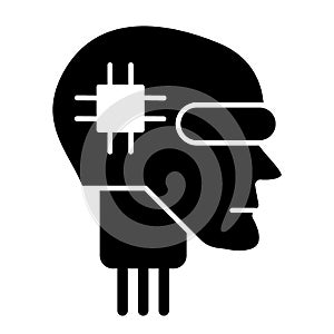 Android head solid icon. Artificial intelligence vector illustration isolated on white. Robot face glyph style design