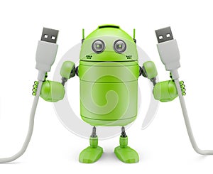 Android holding USB cables