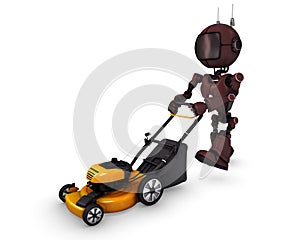 Android with lawn mower