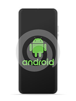 Android logo icon on smartphone screen