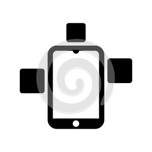 Android, modular, phone, project icon. Black vector graphics