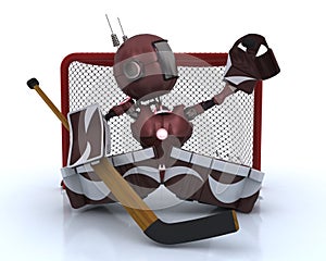 Android playing ice hockey