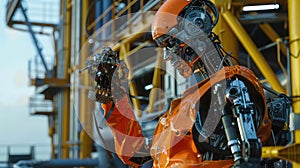 android robot busy working as an engineer in an factory Generated with AI