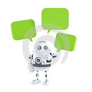 Android robot with chat bubbles.