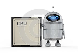 Android robot with cpu chip