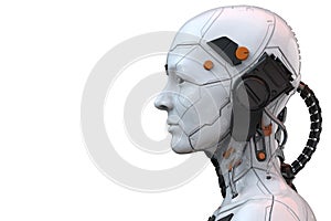 Android robot cyborg woman humanoid  side view - 3d rendering