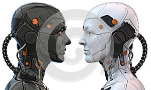 Android robot cyborg woman humanoid  side view - 3d rendering