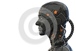 Android robot cyborg woman humanoid  side view - 3d rendering