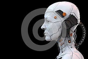 Android robot cyborg woman humanoid  side view - 3d rendering