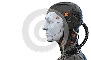Android robot cyborg woman humanoid  side view - 3d rendering photo