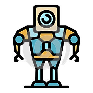 Android robot icon color outline vector