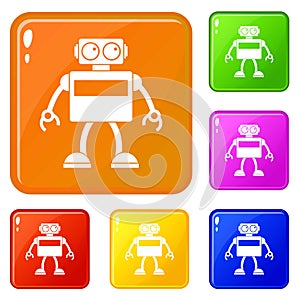 Android robot icons set vector color
