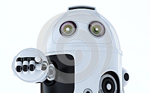 Android robot pointing at you. photo