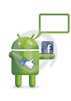 Android robot with text balloon