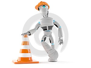 Android with traffic cone