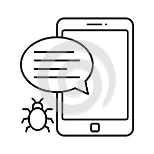 Android virus Outline vector icon which can easily modify or edit