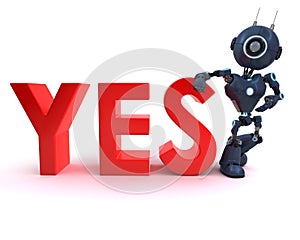 Android with yes sign