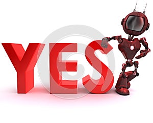 Android with yes sign