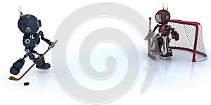 Androids playing ice hockey