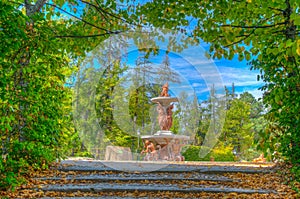 Andromeda fountain in garden of la Granja de San Ildefonso in Spain