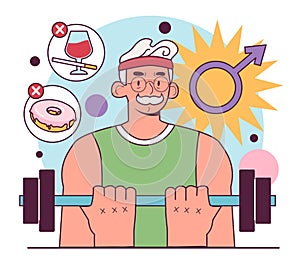 Andropause or male menopause. Decrease in the male hormone