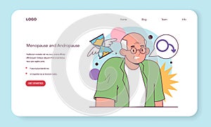 Andropause or male menopause web banner or landing page. Decrease