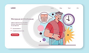 Andropause or male menopause web banner or landing page. Decrease