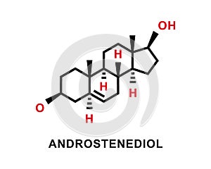 Androstenediol chemical formula. Androstenediol chemical molecular structure. Vector illustration
